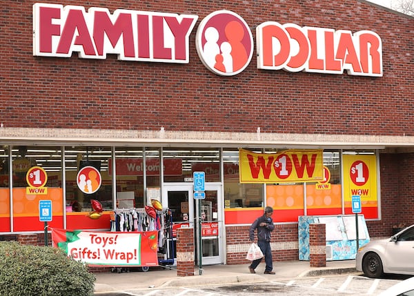 A customer leaves the Family Dollar at the intersection of Covington Highway and Dekalb Medical Parkway in the Lithonia area.  Curtis Compton/ccompton@ajc.com