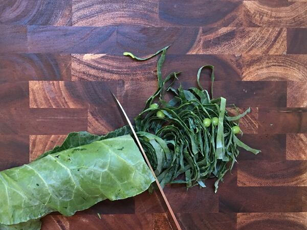 Chiffonade-cut greens cook in less than 15 minutes. CONTRIBUTED BY KELLIE HYNES