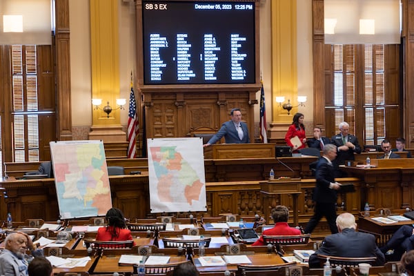 The state senate discusses redistricting bill SB 3 EX during the special legislative session at the Capitol in Atlanta on Tuesday, December 5, 2023. (Arvin Temkar / arvin.temkar@ajc.com)