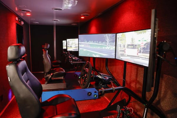 Views of the interior of the Georgia Department of Public Safety’s new semi-truck shown on Monday. (Natrice Miller/ Natrice.miller@ajc.com)