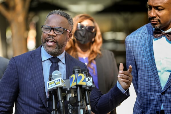 Attorney Shean D. Williams (L) speaks at a press conference about Secoriea Turner, the 8-year-old girl who was shot and killed in Atlanta July 4.   STEVE SCHAEFER / SPECIAL TO THE AJC 