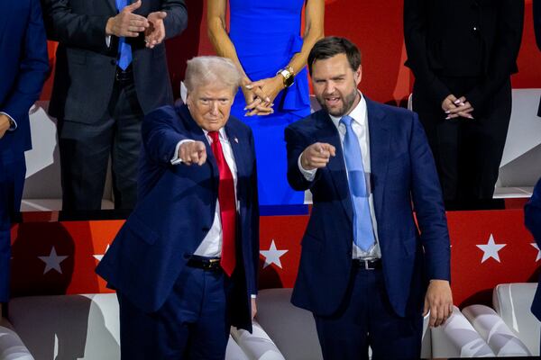 Former President Donald Trump with newly announced running mate JD Vance.