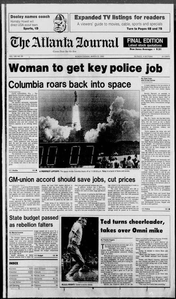 The Atlanta Journal front page on March 22, 1982.