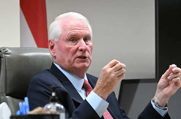 Superior Court Judge H. Patrick Haggard speaks during a hearing of Jose Ibarra at Athens-Clarke County Superior Court on Tuesday, Nov. 12, 2024, in Athens. Jose Ibarra was charged in the February killing of Laken Hope Riley, whose body was found on the University of Georgia campus. (Hyosub Shin/AJC)