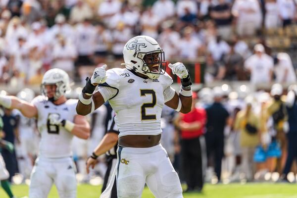 Georgia Tech safety Tariq Carpenter strikes a pose in the Yellow Jackets' game against South Florida at Bobby Dodd Stadium Sept. 7, 2019.