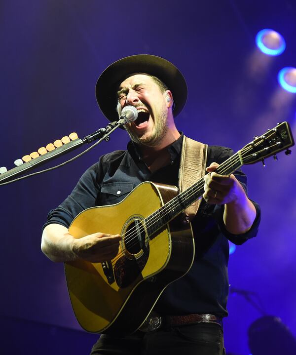 MANCHESTER, TN - JUNE 13: Marcus Mumford of Mumford & Sons performs on the "What" stage during the 2015 Bonnaroo Music & Arts Festival on June 13, 2015 in Manchester, Tennessee. (Photo by Jason Merritt/Getty Images)