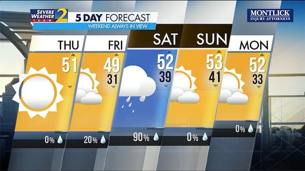 Five-day forecast for Jan. 4, 2024.