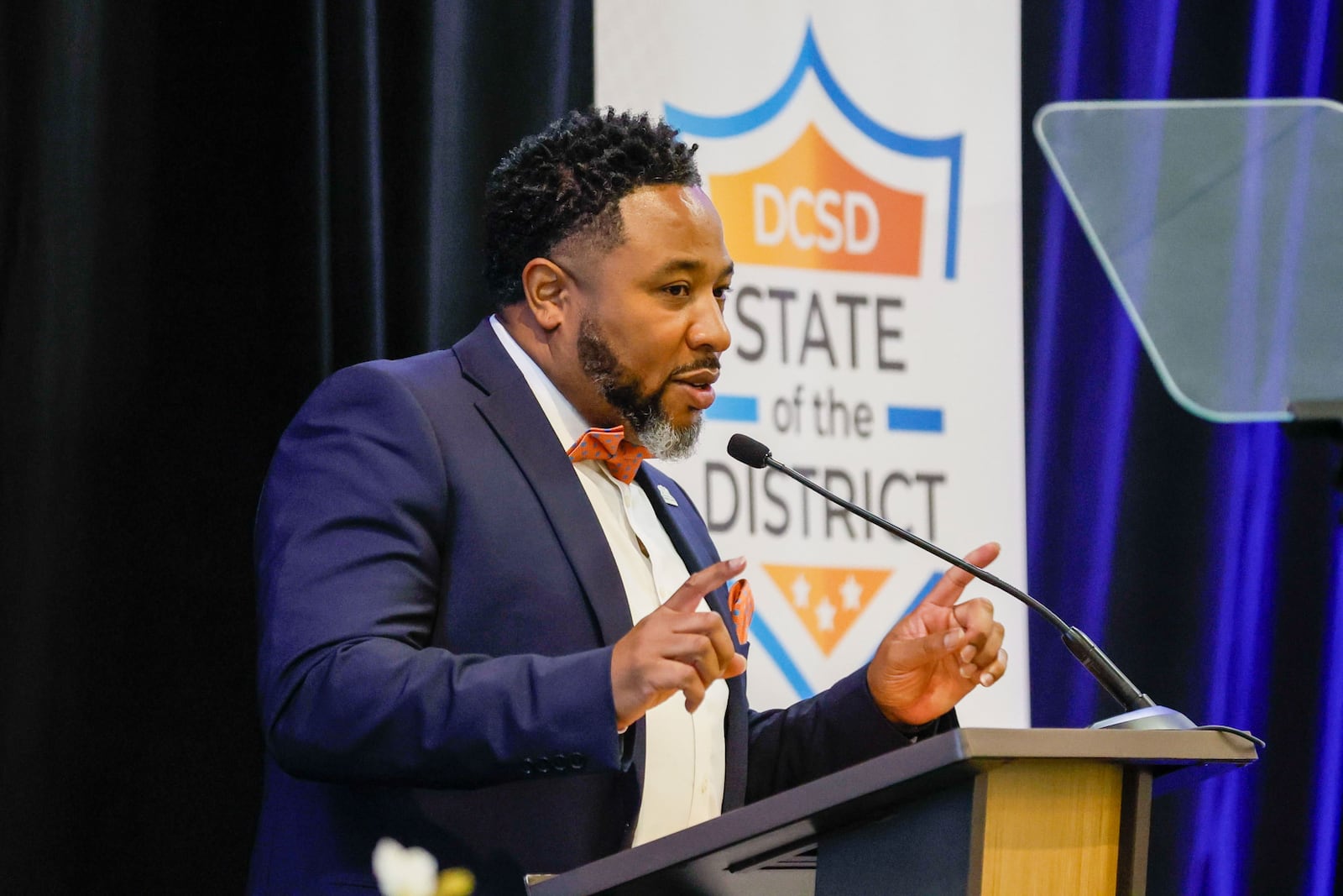 Dekalb County Superintendent Devon Horton delivers his State of the District Address at Courtyard Marriott Hotel in Downtown Decatur on Thursday, March 14, 2024. (Miguel Martinez /AJC)