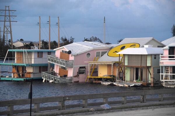 Damaged house boats are shown in the aftermath of Hurricane Irma on September 11, 2017 in Key West, Florida. (Photo by Matt McClain -Pool/Getty Images)