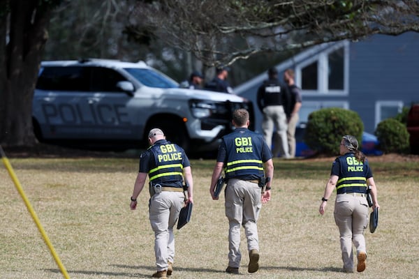 The GBI and local police agencies work at Cielo Azulak Apartments, Friday, Feb. 23, 2024, in Athens, Ga. Laken Riley, a 22-year-old nursing student, was found dead nearby on Thursday. (Jason Getz / jason.getz@ajc.com)