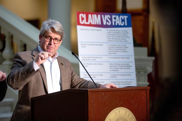 Gabriel Sterling talks with the press at the State Capitol Monday, January 4, 2021.  STEVE SCHAEFER FOR THE ATLANTA JOURNAL-CONSTITUTION