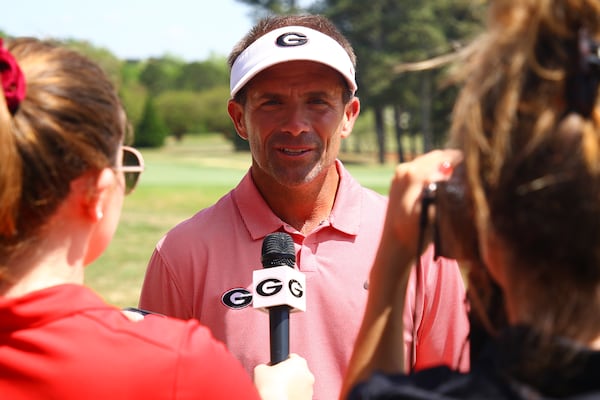 Georgia coach Josh Brewer during the Liz Murphey Collegiate Classic at the UGA Golf Course in Athens, Ga., on Thursday, April 11, 2019. (Photo by Kristin M. Bradshaw)