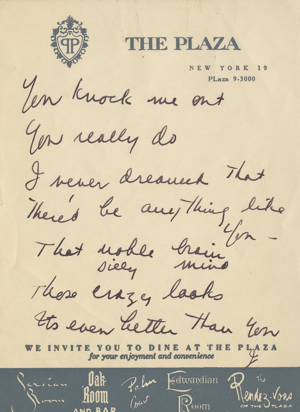 Copies of Johnny Mercer's draft lyrics/music. The Johnny Mercer Tribute concert, featuring Joe Gransden and Tierney Sutton, takes place Feb. 7 at  Georgia State University s Rialto Center for the Arts.