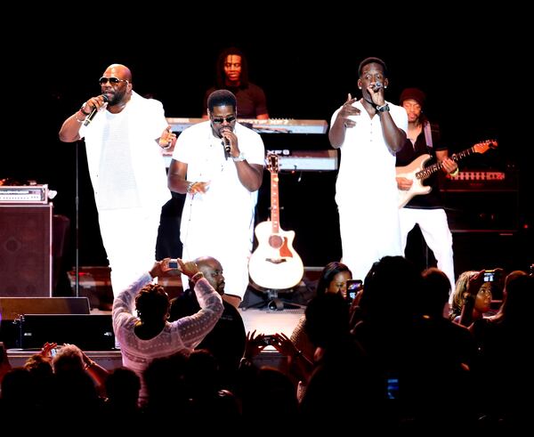 August 22, 2014 ATLANTA: Boyz II Men ruled the 90's charts with hits such as "End of the Road," I'll Make Love to You, " and "One Sweet Day," which respectively held thirteen, fourteen and sixteen weeks, setting records at number one. Boyz II Men are among a select group of artist that took the number one spot away from themselves and held the spot for at least 50 weeks cumulatively. (Akili-Casundria Ramsess/Special to the AJC) Boyz II Men lit up Chastain last summer as well. Photo: Akili-Casundria Ramsess/Special to the AJC