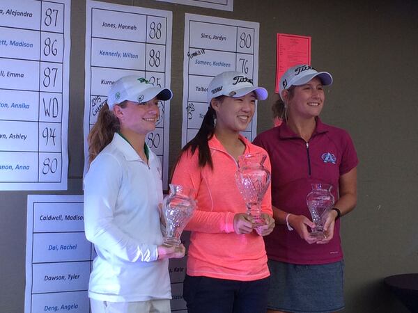 (L-R) Kathleen Sumner, Sabrina Long and Bailey Tardy at the AAC Girls Invitational