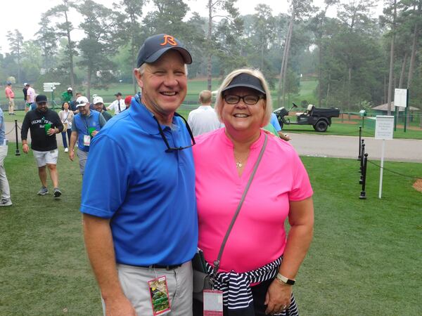 Jeff and Annemarie Patz made it to Augusta from Indiana for their first Masters.