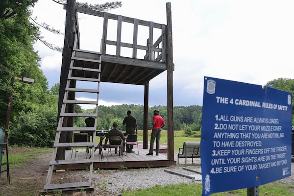 Views of the a tower used to practice long distance shooting shown at the range Fulton County Public Safety Training Center on Monday, June 12, 2023. Fulton County plans on replacing its current training center, which was built in 1996 for the Olympics. (Natrice Miller/natrice.miller@ajc.com)