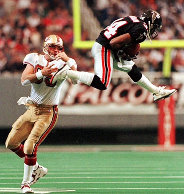 Falcons' Ray Buchanan, aka “Big Play Ray,” never shied away from the big stage and often times, stole the show. (AP)