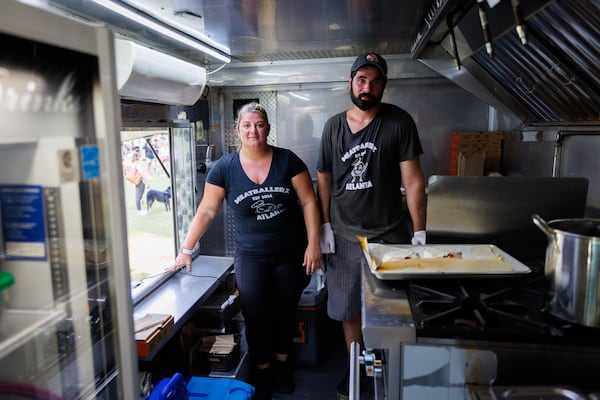 Cara and Cameron DeLalla are the co-owners of Meatballerz food truck. Cara DeLalla said that rising costs for food, packaging, labor and gas are making it harder to make a profit. (Arvin Temkar / arvin.temkar@ajc.com)