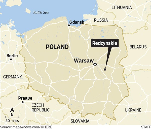 Map showing Redzynskie, Poland