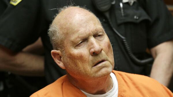 Joseph James DeAngelo, 72, who authorities suspect is the so-called Golden State Killer responsible for at least a dozen murders and 50 rapes in the 1970s and 80s, makes his first appearance, Friday, April 27, 2018, in Sacramento County Superior Court in Sacramento, Calif.