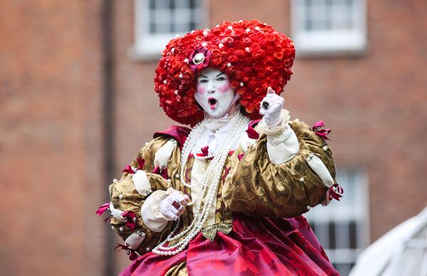 A performer takes part in the St Patrick's Day Parade in Dublin, Ireland, Monday March 17, 2025. (Evan Treacy/PA via AP)