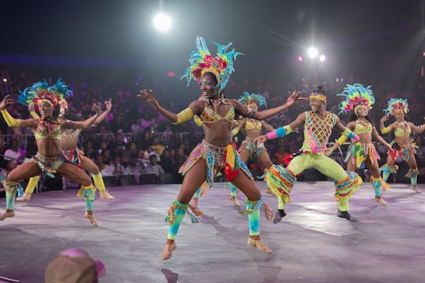 Dancers at UniverSoul Circus dazzle the crowd at a May 2024 preview show.