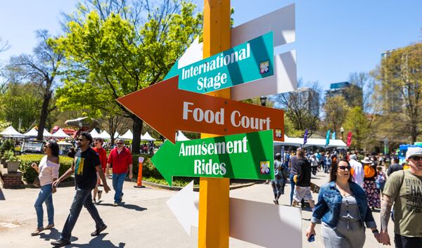 The 86th annual Atlanta Dogwood Festival in Piedmont Park is a three-day festival with art of all shapes and sizes, jewelry, fare food and a kids village with arts and crafts, games and rides. Vendors from all over the country gather for the show.  (Jenni Girtman for The Atlanta Journal-Constitution) 