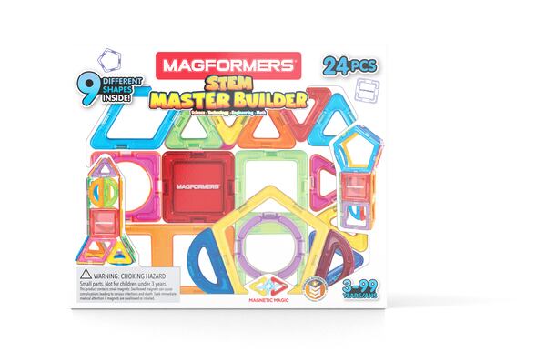 Learn math and create 3D structures from 2D nets with a STEM Master Builder set with contains a bevy of connecting shapes.
(Courtesy of Magformers)