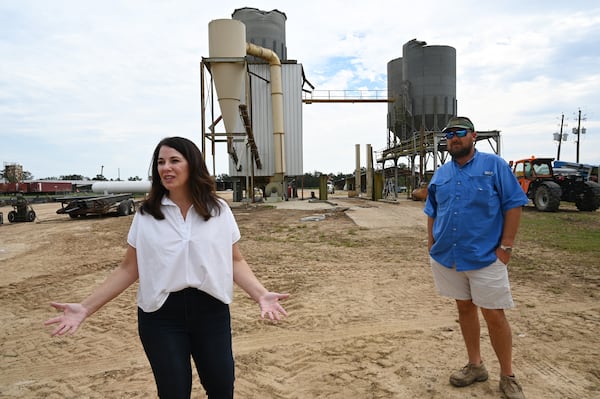 Jaclyn Ford (left) was recently elected to the Georgia Legislature. Her brother, Carl Dixon II, listened as she discussed concerns over damages caused by Hurricane Helene.