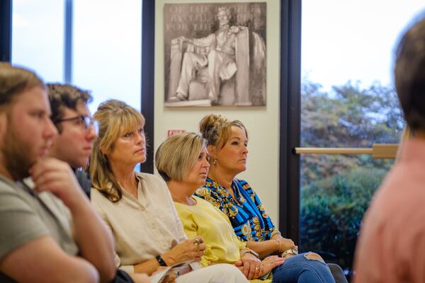 A few dozen people attended a training workshop on poll watching that a Republican National Committee staffer conducted recently in Cumming. (Arvin Temkar / arvin.temkar@ajc.com)