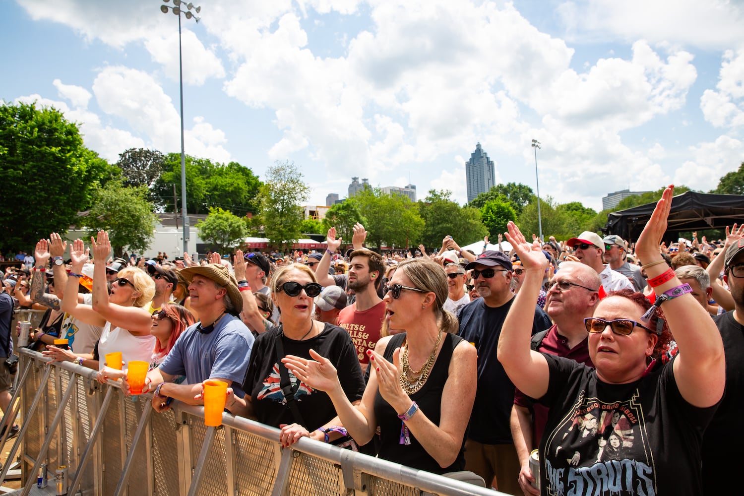 Atlanta, Ga: The Struts brought their brand of glam rock to a crowd that belted out every word at the Piedmont Stage on Sunday. Photo taken May 5, 2024 at Central Park, Old 4th Ward. (RYAN FLEISHER FOR THE ATLANTA JOURNAL-CONSTITUTION)