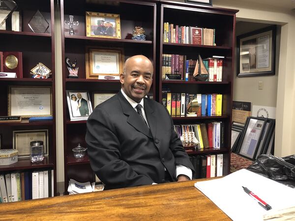 Mount Vernon Baptist Church pastor Rodney Turner says God led the congregation to its southwest Atlanta home after their longtime church was demolished to make way for Mercedes-Benz Stadium. LEON STAFFORD/AJC