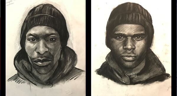 Sketches of suspects in the January 2016 shooting death of Herbert "Buster" Perkinson. (Credit: Kelly Lawson / GBI)