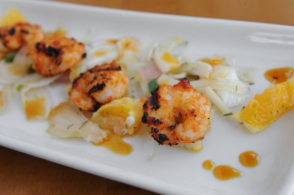 The new Citrus Shrimp is lightly dusted with a red chili spice over an orange ginger fennel salad. (BECKY STEIN PHOTOGRAPHY)