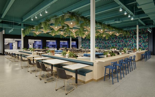 A rendering of the interior of the Politan Row at Ashford Lane food hall in Dunwoody. / Courtesy of Politan Group