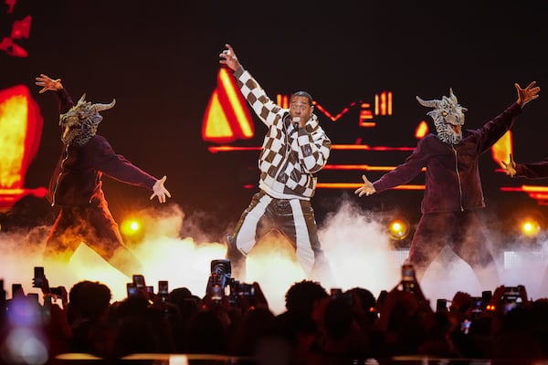 Busta Rhymes performs during the MTV European Music Awards in Manchester, England, Sunday, Nov. 10, 2024. (Scott A Garfitt/Invision/AP)