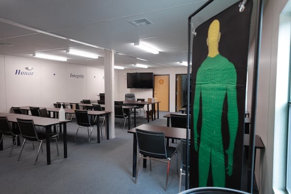 Views of a Fulton County Public Safety Training Center range classroom shown on Monday, June 12, 2023. Fulton County plans on replacing its current training center, which was built in 1996 for the Olympics. (Natrice Miller/natrice.miller@ajc.com)