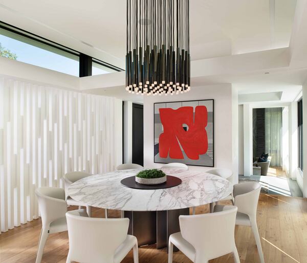 Bold colors and shapes should be used with restraint, as shown in this Roswell dining room designed by Michael Habachy. Photo: Courtesy of Habachy Designs / Galina Juliana