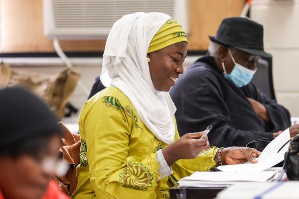 Majat Yakuvu, a student at Atlanta Public Schools Adult Education Center attends a language arts class on Friday, Jan. 19, 2024. (Natrice Miller/ Natrice.miller@ajc.com)