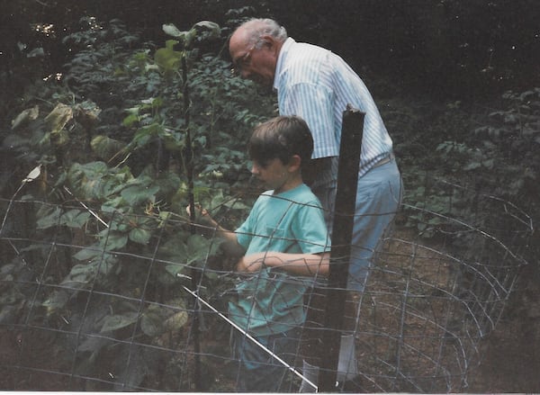 William D. King loved gardening, and his grandson Bill liked to accompany him. (Courtesy of the King family)