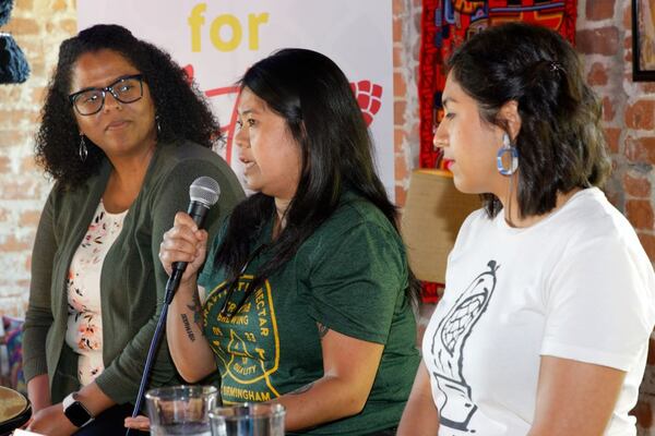 Women in craft beer speak on a panel about representation at Crafted For Action Craft Beer Conference at Atlantucky Brewing in Atlanta in 2023.