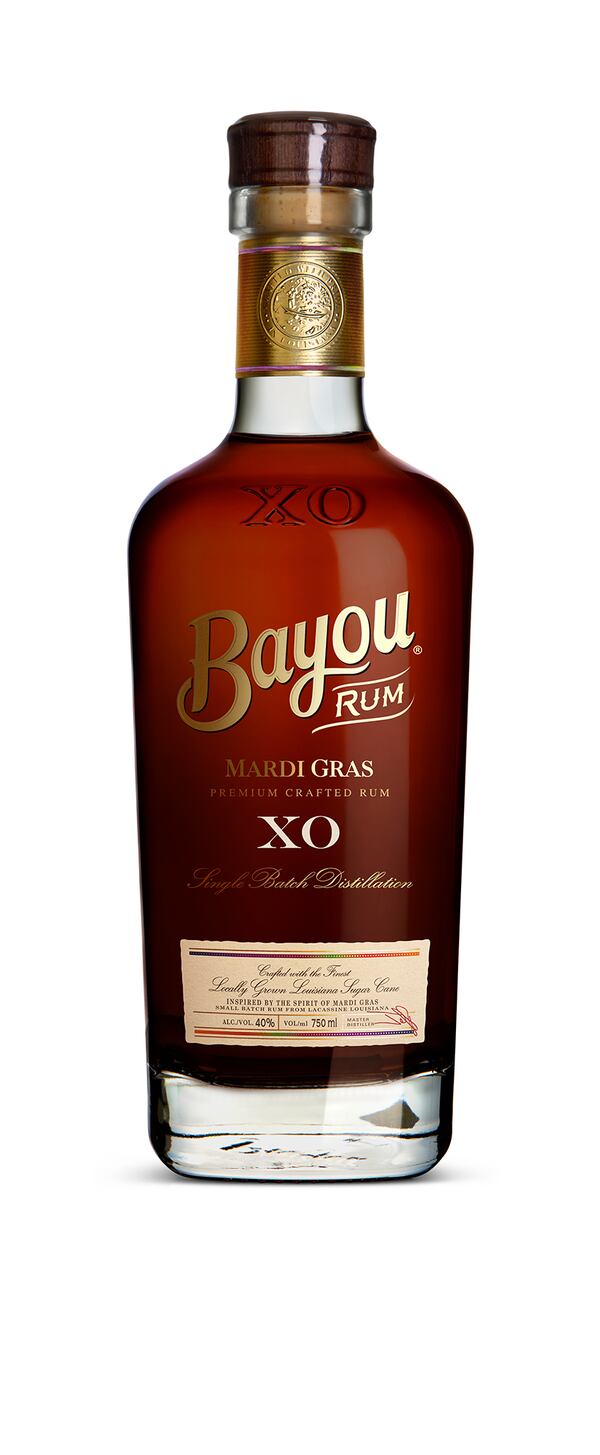 Bayou Rum XO Mardi Gras is distilled from Louisiana sugar cane and is aged in bourbon barrels and sherry casks. Courtesy of Bayou Rum