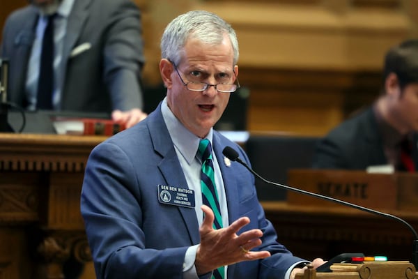 Sen. Ben Watson (R-Savannah) speaks in the Senate Chambers at the State Capitol, Monday, March, 3, 2025, in Atlanta. (Jason Getz/Atlanta Journal-Constitution via AP)