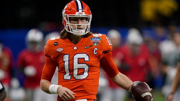 Clemson quarterback Trevor Lawrence, a junior, warms up before the Sugar Bowl against Ohio State Friday, Jan. 1, 2021, in New Orleans. (Gerald Herbert/AP)