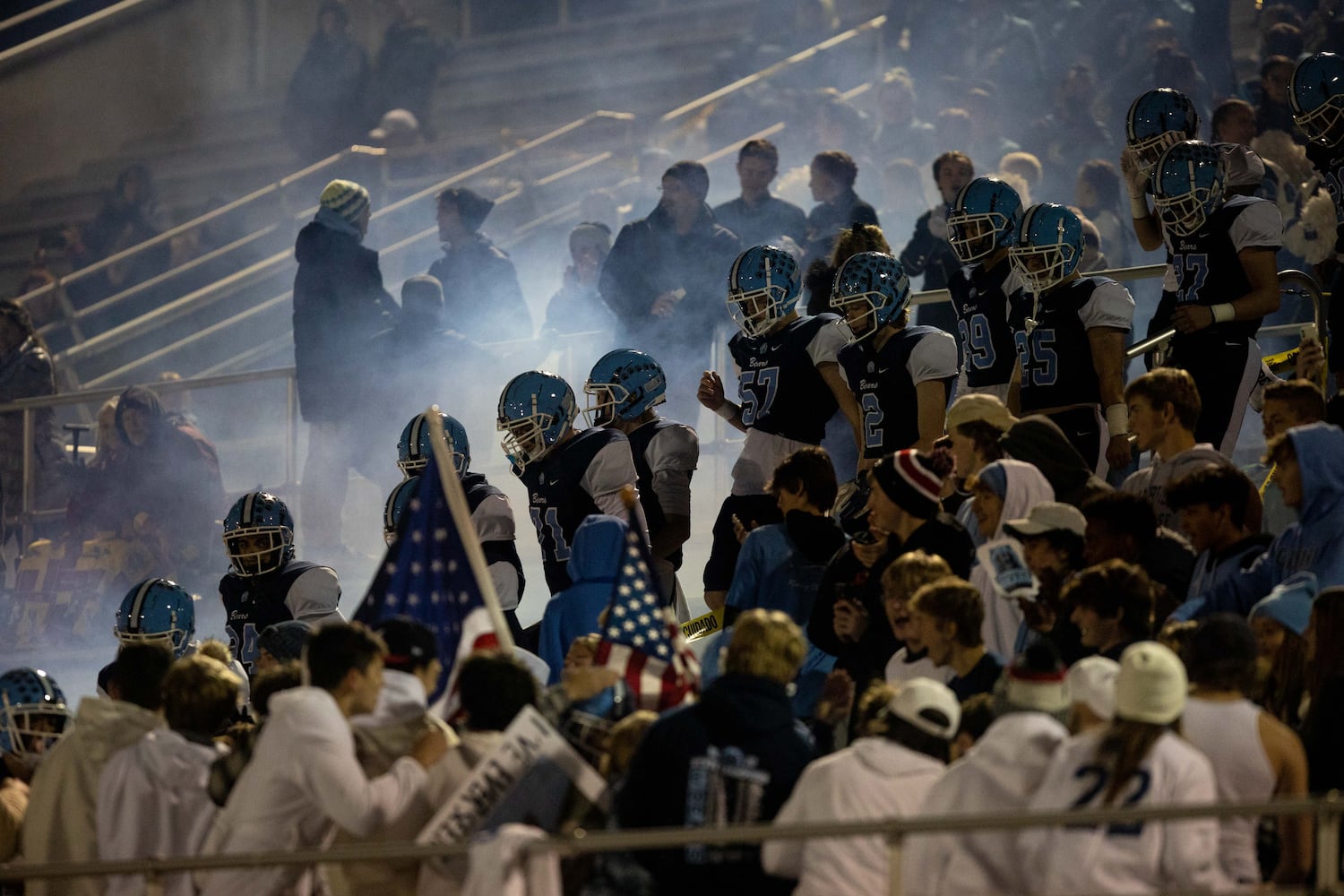 The Cambridge Bears walk towards the field during a GHSA high school football game between Cambridge and South Paulding at Cambridge High School in Milton, GA., on Saturday, November 13, 2021. (Photo/Jenn Finch)