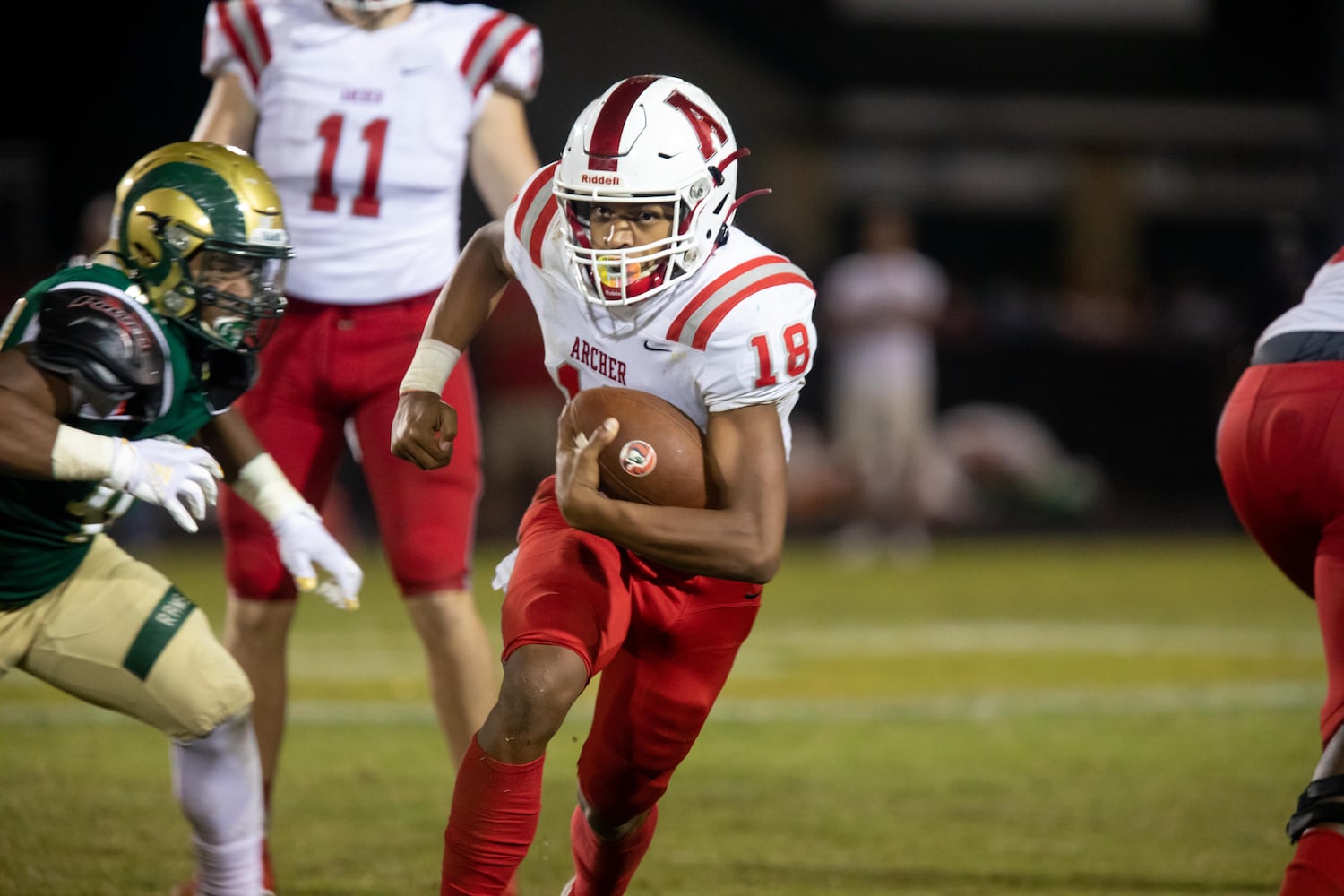 Archer's William Wallace (18) runs the ball during a GHSA high school football game between Grayson High School and Archer High School at Grayson High School in Loganville, GA., on Friday, Sept. 10, 2021. (Photo/Jenn Finch)