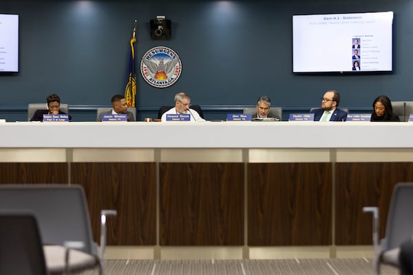 Councilmembers listen to a presentation during a committee meeting concerning the proposed Atlanta Pubic Safety Training Center at Atlanta City Hall in Atlanta, GA., on Wednesday, January 17, 2024. (Photo/Jenn Finch)