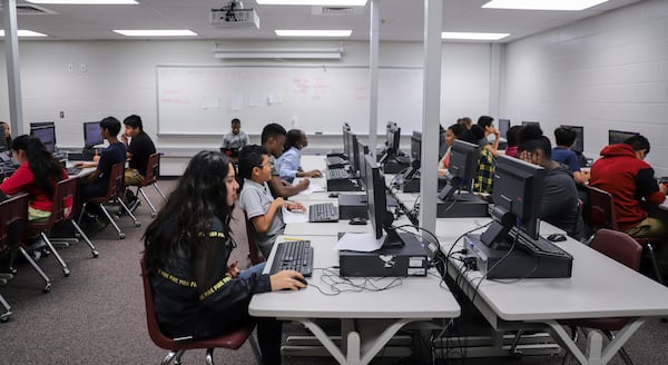 Students at Sweetwater Middle School use computer labs for daily instruction. The Milestones tests were given on such school computers this year. Courtesy of Gwinnett County Public Schools.