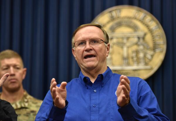 September 8, 2017 Atlanta - Homer Bryson, Director of Georgia Emergency Management and Homeland Security Agency, speaks to members of the press during a news conference to provide Hurricane Irma updates at The Georgia State Capitol on Friday, September 8, 2017. HYOSUB SHIN / HSHIN@AJC.COM